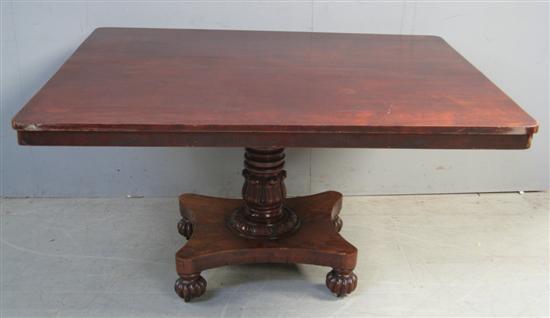 Appraisal: th Century mahogany tilt top rectangular breakfast table on single