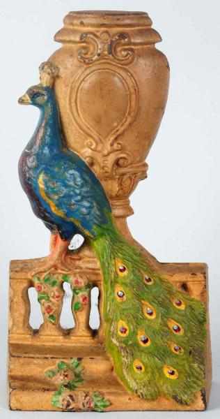 Appraisal: Cast iron Peacock by Urn Doorstop Hubley Numbered Condition Excellent