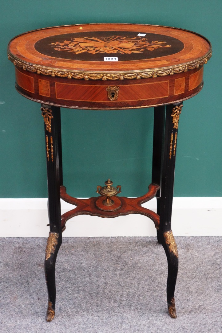 Appraisal: A late th century French rosewood and kingwood marquetry inlaid