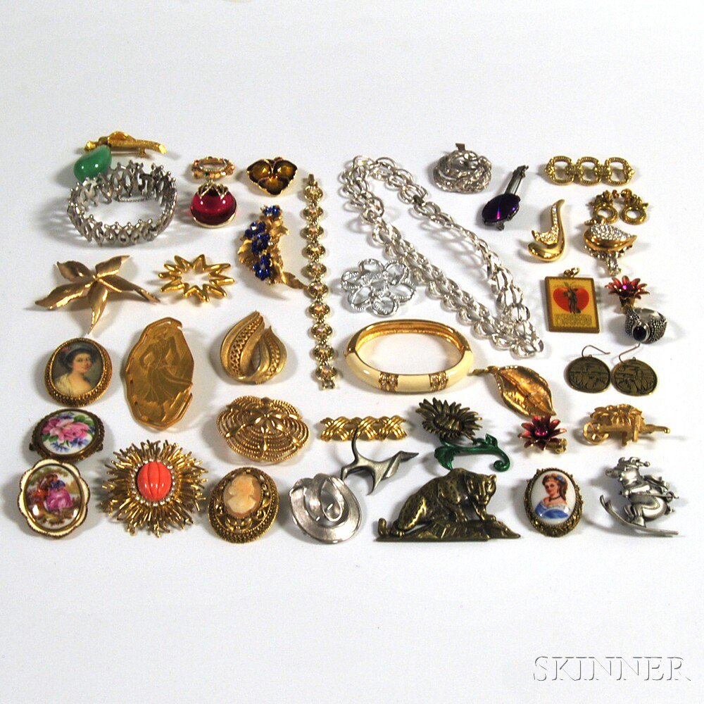 Appraisal: Group of Mostly Signed Costume Jewelry including brooches bracelets and