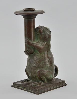 Appraisal: Tiffany Studios Bronze Candlestick for The Rowfant Club Designed by