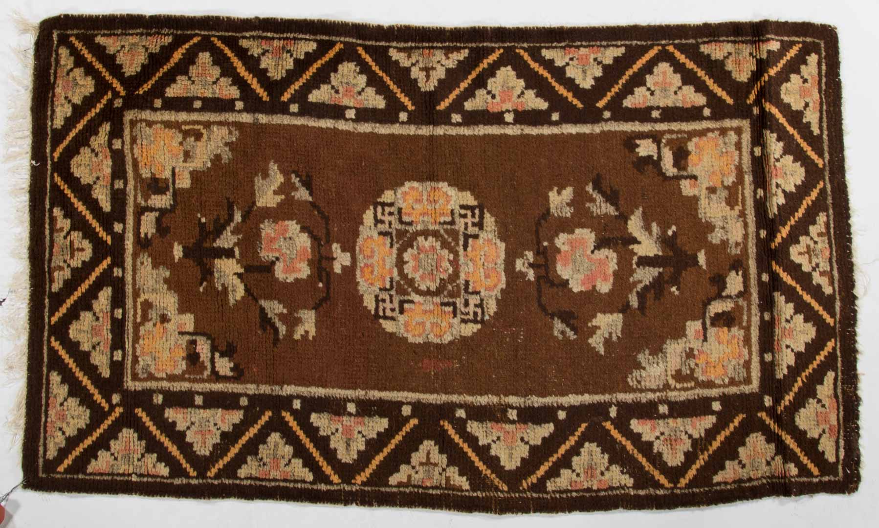 Appraisal: Antique Chinese scatter rug approx x China circa Condition Worn