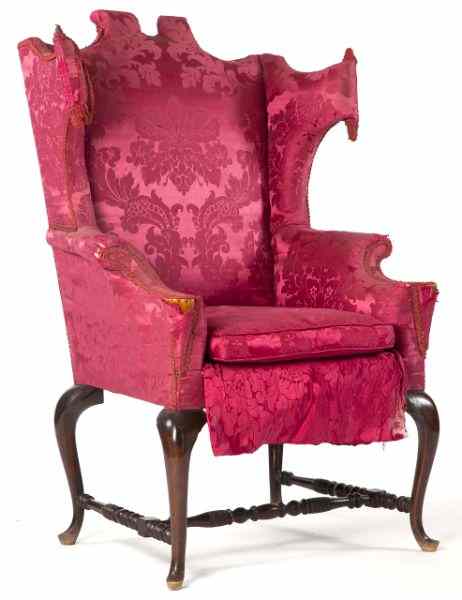 Appraisal: Queen Anne Style Wingback Chairlate th century Orientalist Revival form