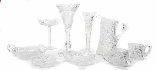 Appraisal: A Collection of Nine Cut and Pressed Glass Table Articles