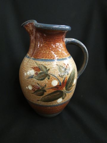 Appraisal: Christopher Rummie Pottery Pitcher floral Asheville N C artist excellent