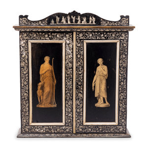 Appraisal: A Continental Painted Hanging Cupboard Decorated with Classical Figures Early