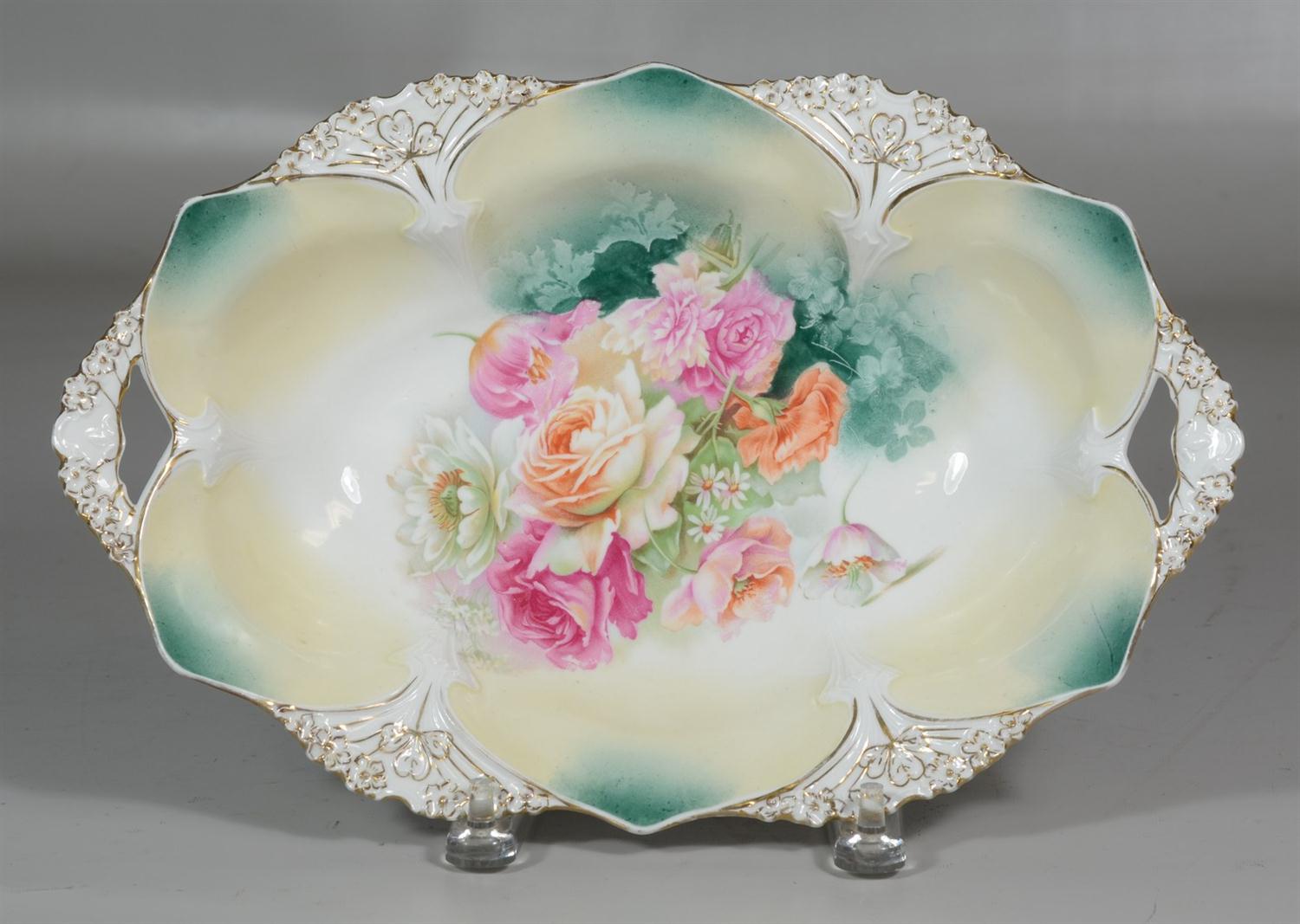 Appraisal: RS Prussia porcelain double handled open vegetable bowl with mixed