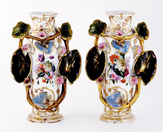 Appraisal: Pair Paris porcelain vases late th century flared rim on