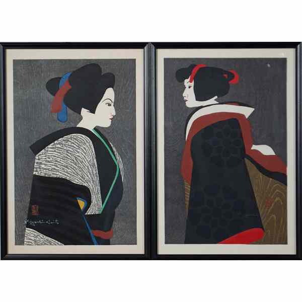 Appraisal: Portrait Woodblocks by Kiyoshi Saito Kiyoshi Saito Japanese - Woodblocks