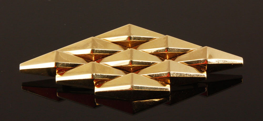 Appraisal: A - Mid th C K Gold Triangle Brooch K