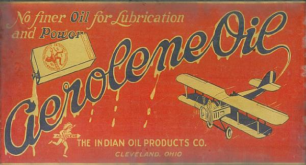 Appraisal: A rare 'Aerolene Oil' glass advertising sign American circa printed