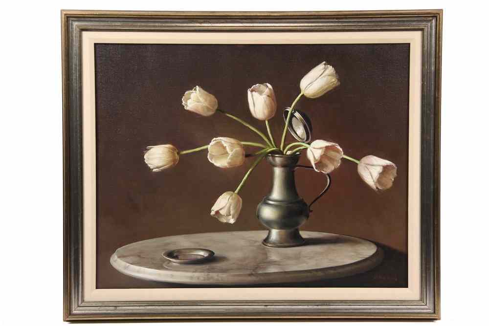 Appraisal: OOC - 'White Tulips' by Helen van Wyck signed verso