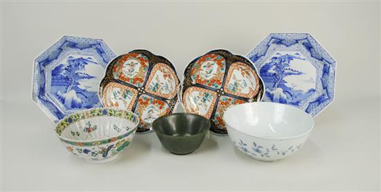 Appraisal: COLLECTION OF PORCELAIN and a SPINACH JADE BOWL including pair