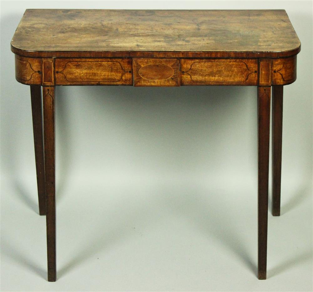 Appraisal: ENGLISH INLAID MAHOGANY CARD TABLE WITH IVORY LABEL F REDMAN