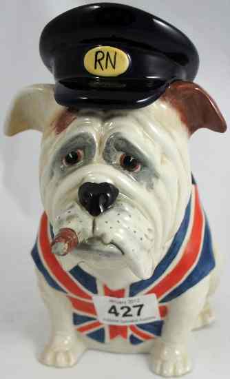 Appraisal: Bairstow Manor Large Size Bulldog Draped with Union Jack and