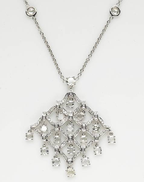 Appraisal: A diamond and eighteen karat white gold pendant necklace estimated