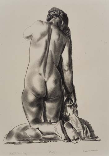 Appraisal: GEORGE BELLOWS Nude Study Woman Kneeling on a Pillow Lithograph