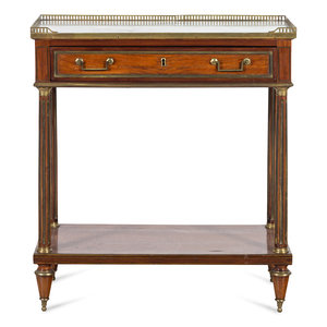 Appraisal: A Louis XVI Style Mahogany Marble-Top Console Desserte First Half