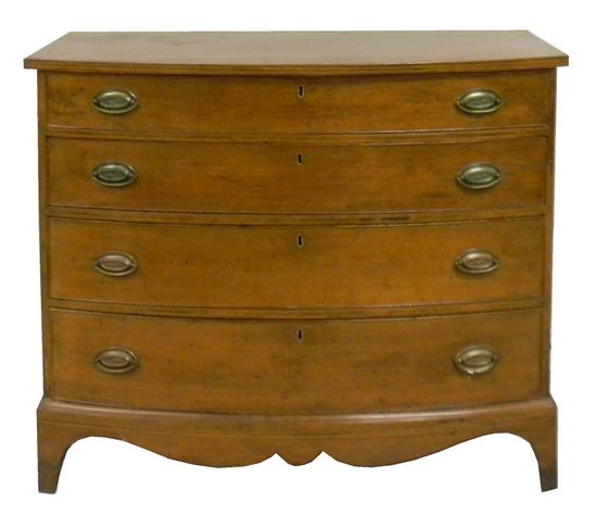 Appraisal: th C American Hepplewhite bow front chest mahogany and mahogany