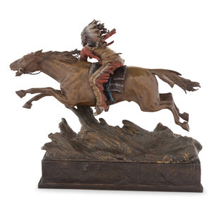 Appraisal: An Austrian Cold Painted Bronze Equestrian Figural Group stamped Austria