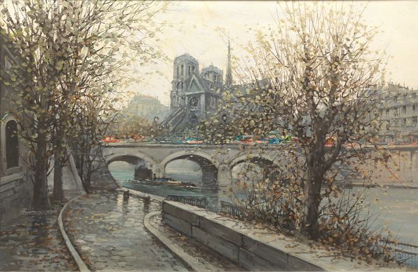 Appraisal: OSSO TH CENTURY x Notre Dame Impressionist style oil on