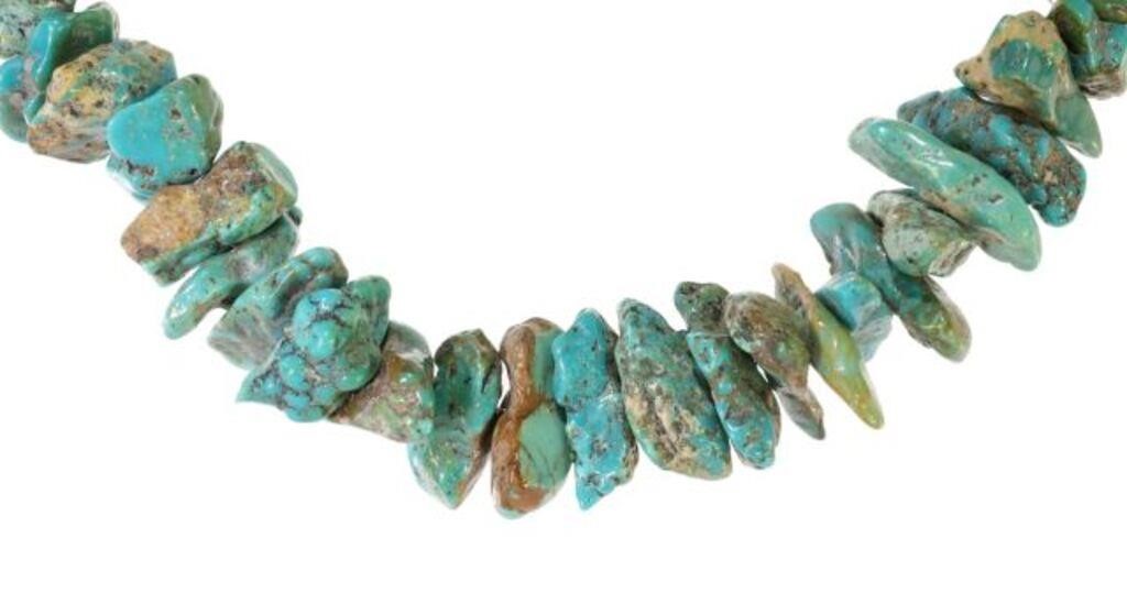 Appraisal: Southwest turquoise nugget necklace graduated freeform turquoise nuggets ending in