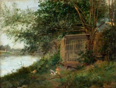 Appraisal: Paul Auguste Leon Mery French born Chicken Coop Beside a