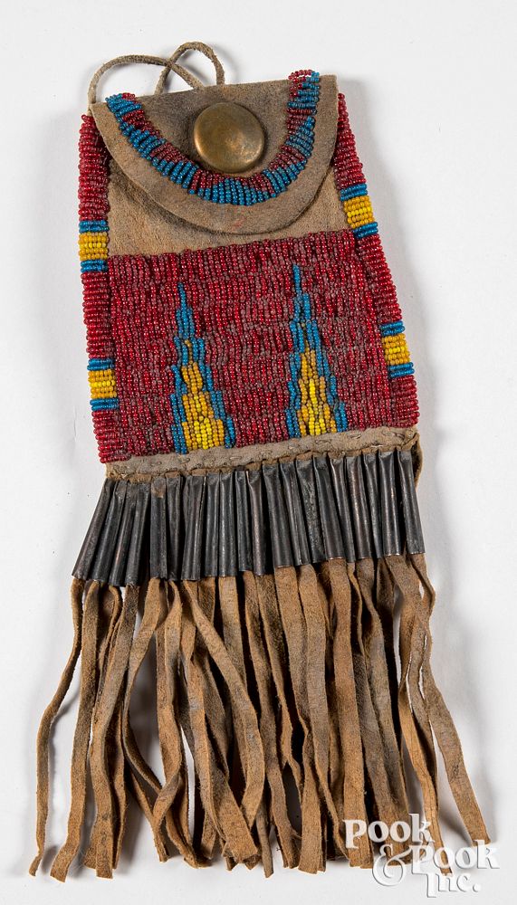 Appraisal: Northern Plains Indian beaded Strike-a-Lite bag Northern Plains Indian beaded