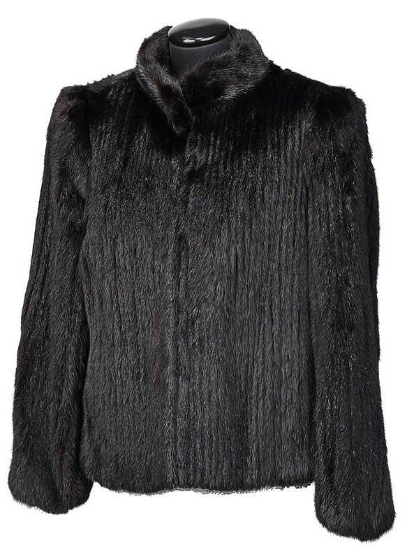 Appraisal: Saga Black Mink Jacket th century short length black silk