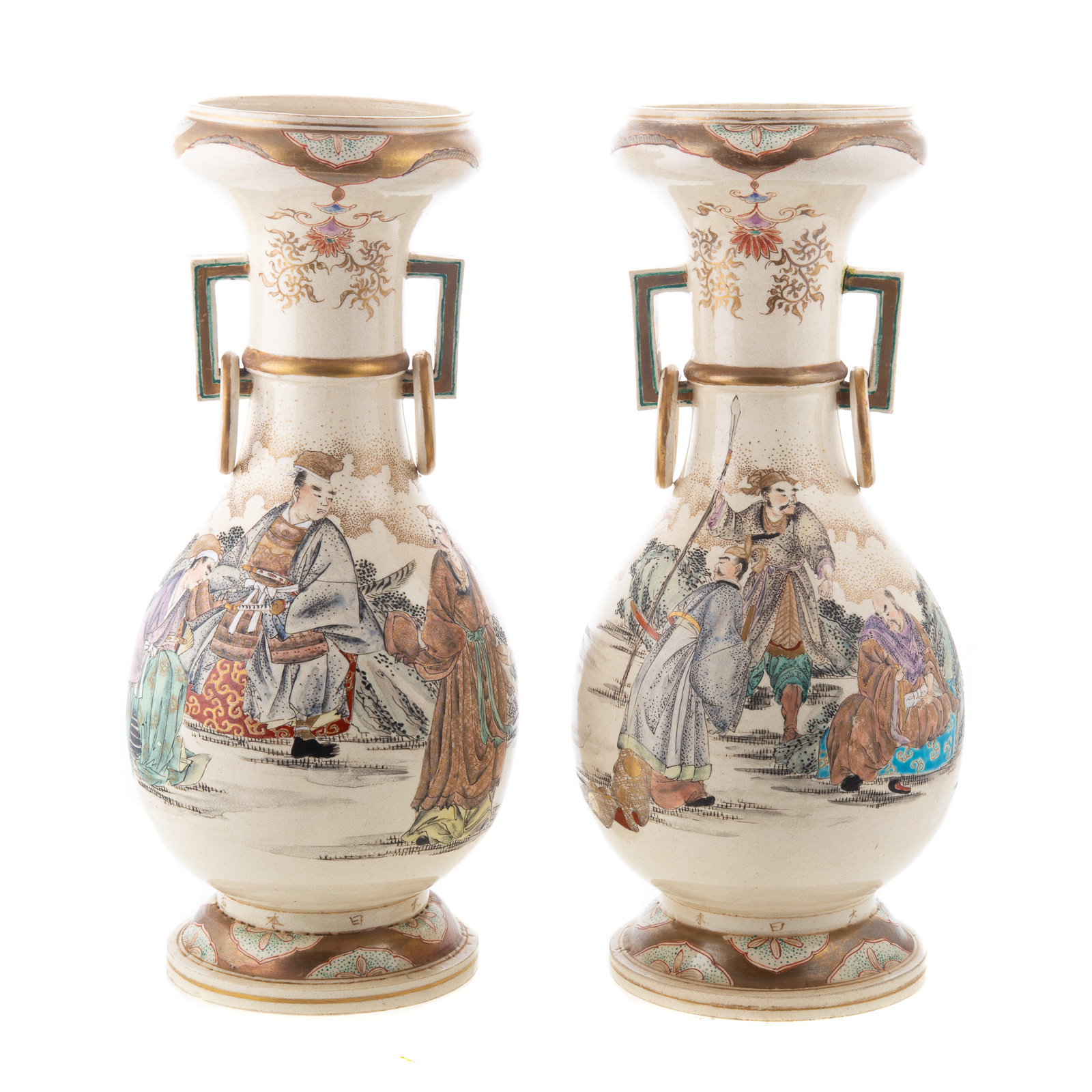 Appraisal: A PAIR OF JAPANESE SATSUMA VASES Late th century globular