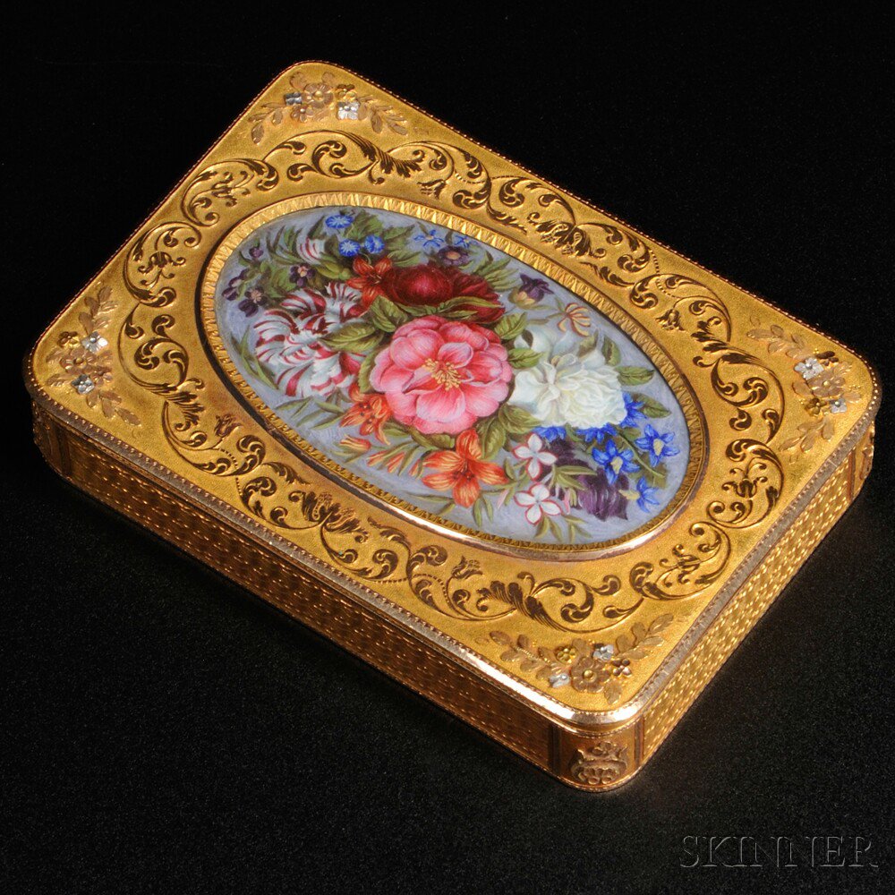 Appraisal: kt Mixed Gold and Enamel Box Continental th th century