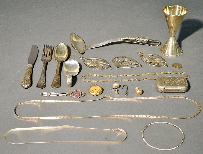 Appraisal: - Misc group of silver silver plate etc incl a