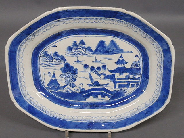 Appraisal: Blue and white Canton platter c l x w