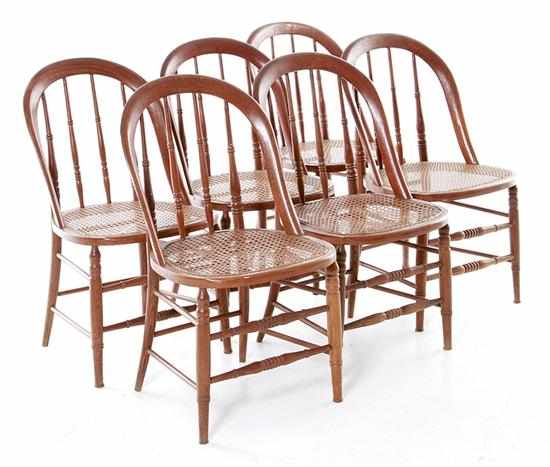 Appraisal: Set of six Victorian oak bentwood dining chairs late th