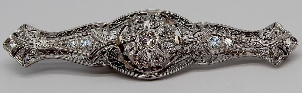 Appraisal: JEWELRY Art Deco Platinum and Diamond Brooch Art Deco platinum