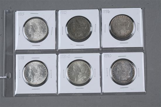 Appraisal: SIX MORGAN SILVER DOLLARS Years include -O and