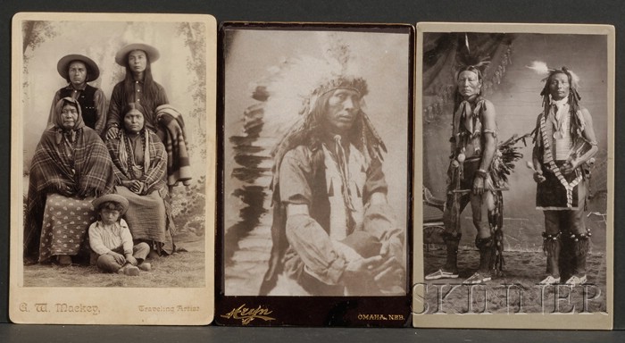 Appraisal: Three Cabinet Cards the first of a Plains man wearing