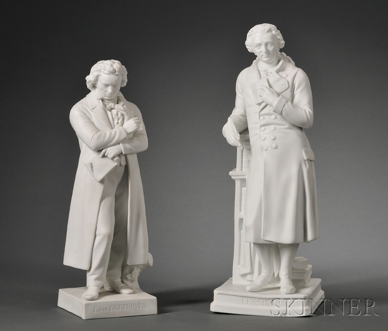 Appraisal: Two Continental Parian Porcelain Figures late th century comprising Beethoven