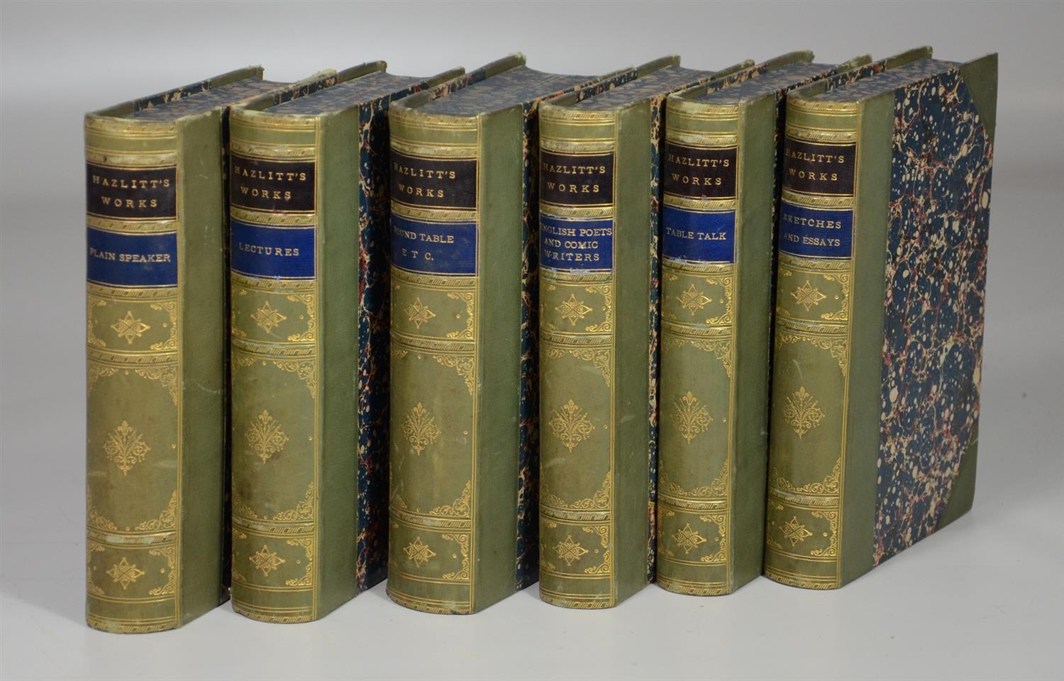 Appraisal: Hazlitt William Works London volumes green morocco books