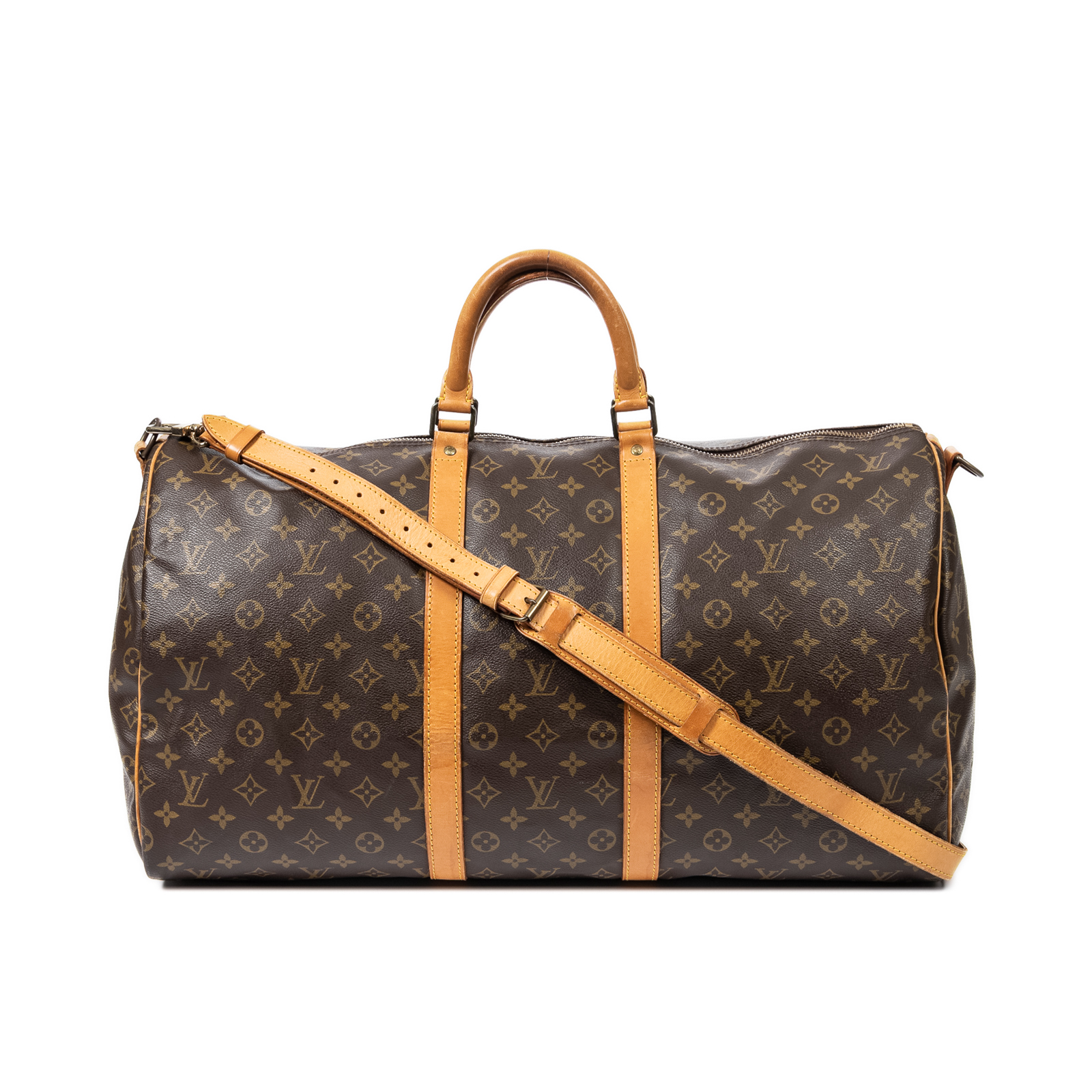 Appraisal: A LOUIS VUITTON KEEPALL BANDOULIERE A brown and tan Monogram