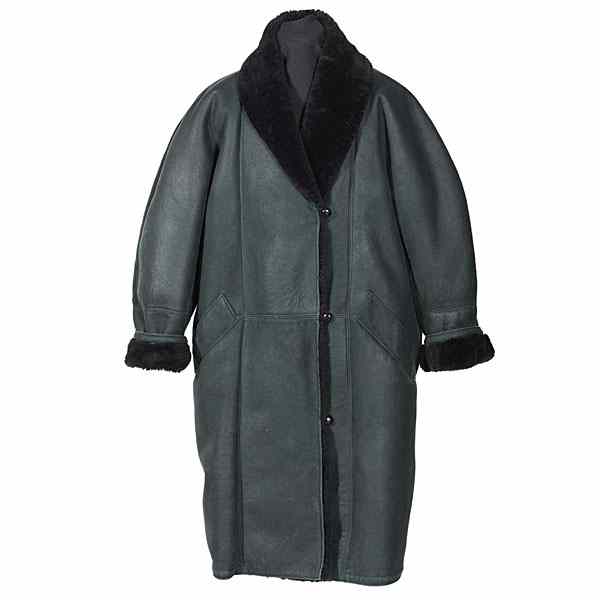 Appraisal: Hunter Green Shearling Coat A hunter green and black shearling