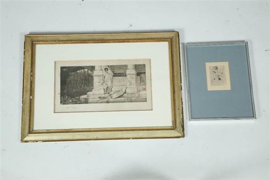 Appraisal: TWO FRAMED ETCHINGS Sir Lawrence Alma-Tadema British - etching of