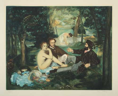 Appraisal: DOUARD MANET after Dejeuner sur L'Herbe Color aquatint and etching