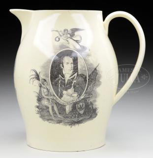 Appraisal: LIVERPOOL CREAMWARE COMMODORE PERRY JUG LIVERPOOL CREAMWARE COMMODORE PERRY JUG