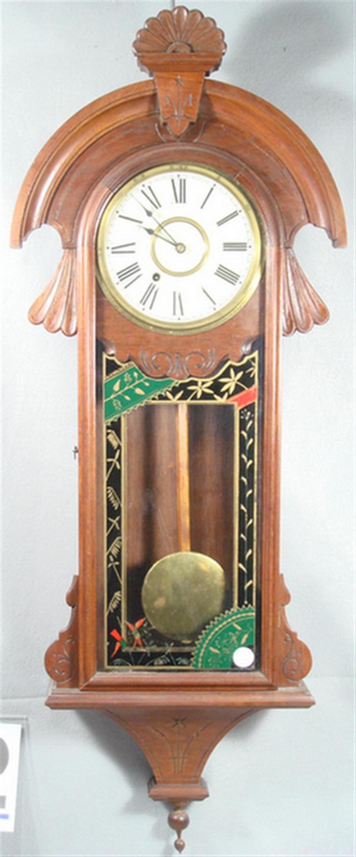 Appraisal: New Haven walnut Cambria spring driven time only wall clock