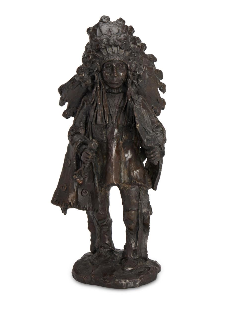 Appraisal: Gary Schlidt Active st century Blackfoot Chief Patinated bronze From