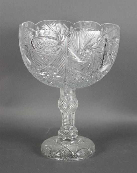 Appraisal: Czecho-Bohemian cut glass compote early th century cut star and