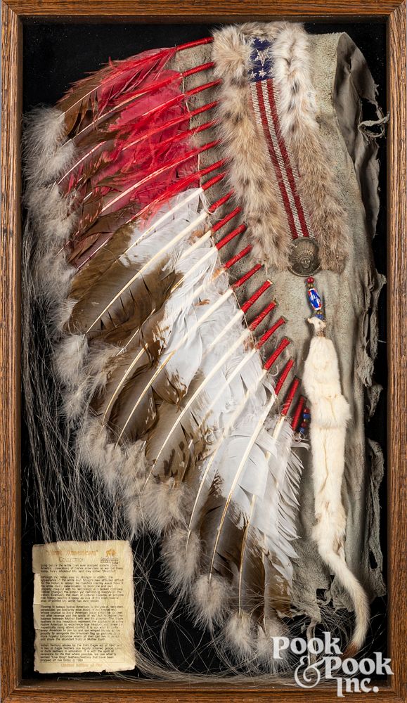 Appraisal: Jeff Bluewater Native American Indian headdress Native American Indian headdress