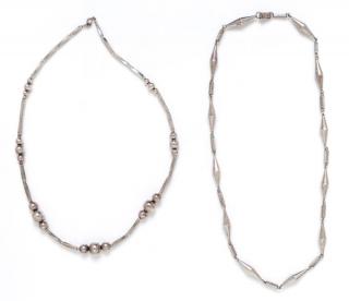 Appraisal: A Collection of Sterling Silver Beaded Necklaces dwts A Collection