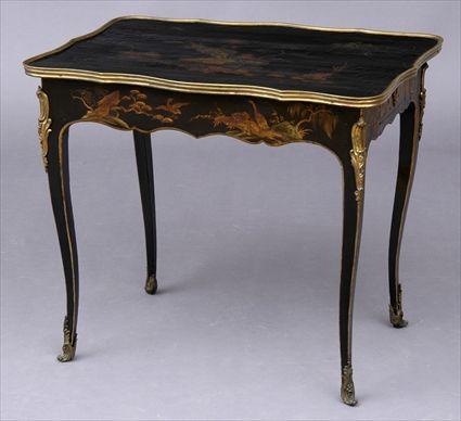 Appraisal: LOUIS XV GILT METAL-MOUNTED BLACK LACQUER PETIT BUREAU PLAT The